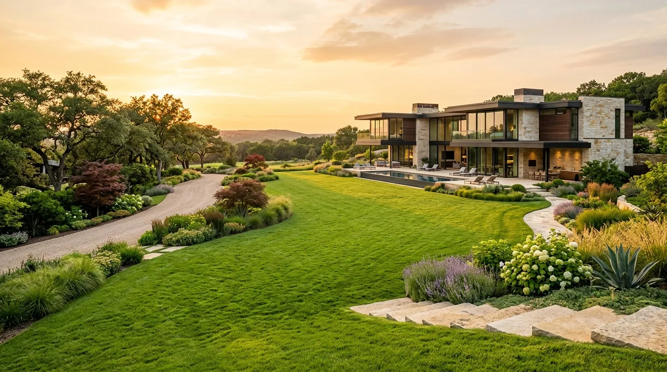 Contemporary Villa Garden with Pool